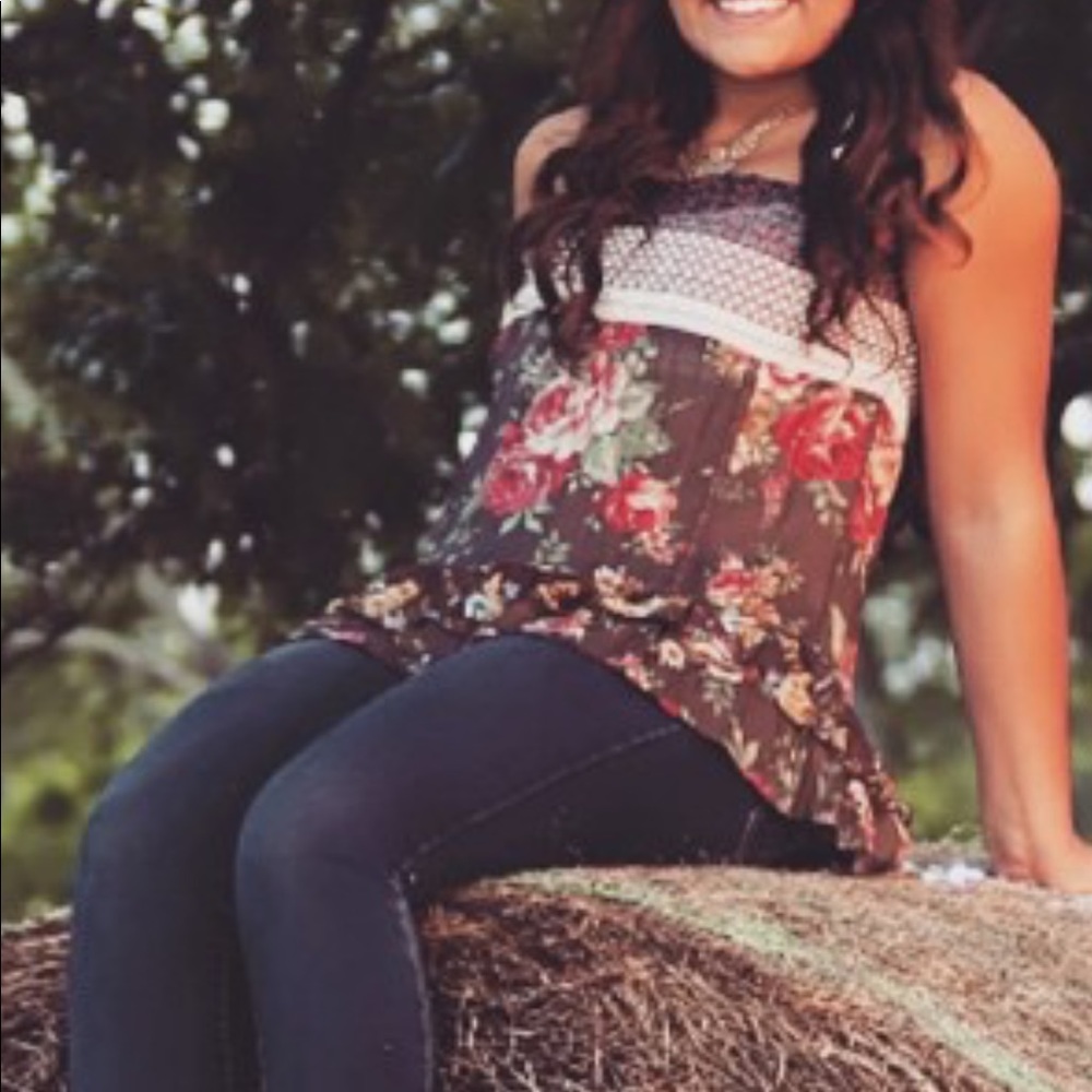 Strapless floral top